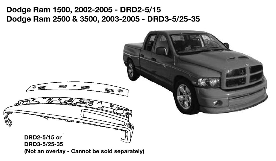 Dodge Trucks Ram 1500, 2500, 3500 Dash Replacement 2002 2003 2004 2005  DRD2-5/15